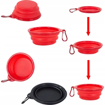 Miska pro psa Skládací miska pro psa cestovní + karabina Lehká Odolná Silikonová 0,4 l