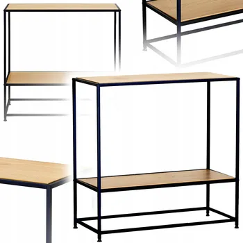 Obývací pokoj Konzolový Stolek Gotel dub světlý černý lesk 80 x 80 x 36 cm