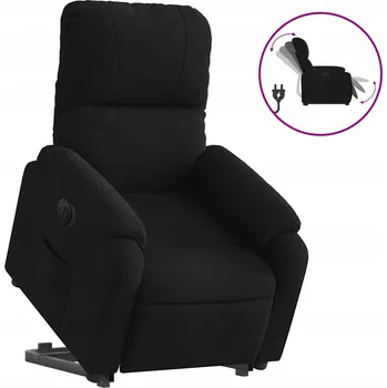 Křeslo Polohovací a zvedací křeslo, mikrovlákno, černé, 75x89,5x103,5 cm
