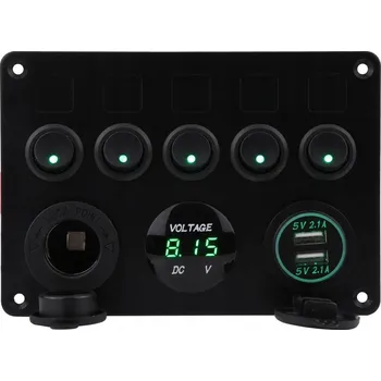 Posilovač řízení 5-ti polohový přepínačový panel 12-24V se zelenou LED