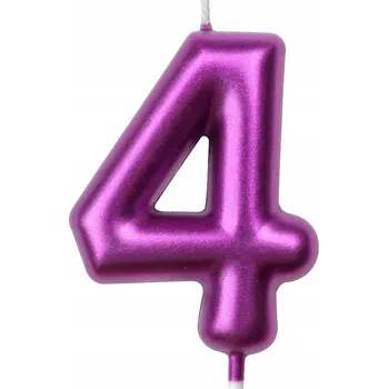 Dortová svíčka Narozeninová svíčka číslice "4" – malinová metalická