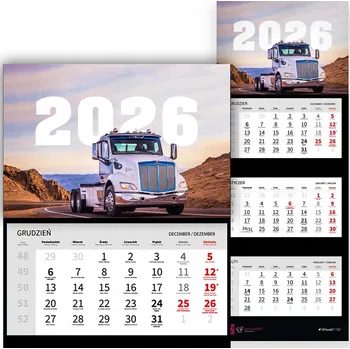 Kalendář Trojdílný kalendář 2026 Nástěnný Kancelářský s motivem nákladního auta - různé vzory