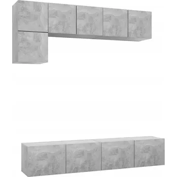 Televizní stolek Závěsná skříňka pod TV Beton 5 ks 60x30x30cm 2 ks 80x30x30cm Šedá