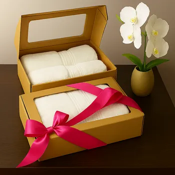 Dárková krabička Profod Dárková sada osušek COMFORT 70x140 cm froté 500g/m2 - barva dle výběru Barva: Bílá, Barva stuhy: Modrá