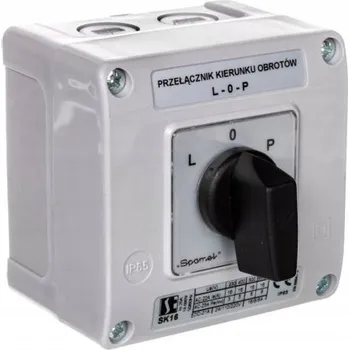 vypínač Křížový vačkový spínač L-O-P 16A v pouzdře, otočný knoflík černý