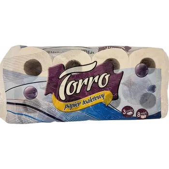 Toaletní papír Toaletní papír Torro, celulózový, bílý, 3vrstvý, 18 m, 8 ks