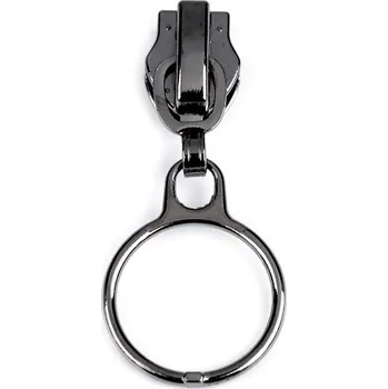 Zip Jezdec ke spirálovým zipům 6 mm s kroužkem 1 ks - 3 nikl černý