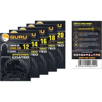 Rybářský háček Háčky Guru Super XS s protihrotem vel. 20 (pikové/s protihrotem) 10 ks