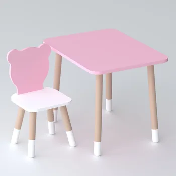 Dětský pokoj Stolek a židlička pro děti růžová sada dětského nábytku do pokoje