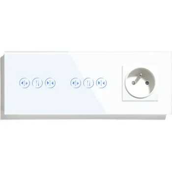 vypínač DVOJITÝ DOTYKOVÝ OVLADAČ ROLETY ŽALUZIE + ZÁSUVKA SKLENĚNÁ