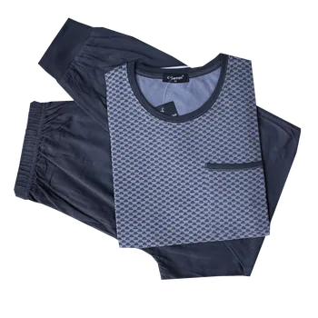 Pánské pyžamo C-Lemon Pánské bavlněné pyžamo s dlouhým rukávem - Clemon AH3864-O Barva: Šedá, Velikost: XXL