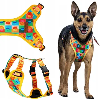 Postroj pro psa POHODLNÉ beztlakové postroje pro malého psa štěně XXS 15 mm Ukory ŽLUTÉ