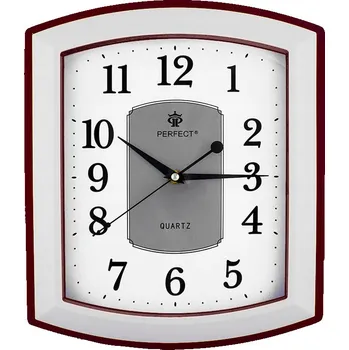 Hodiny Nástěnné hodiny obdélníkové s tichým plynulým chodem bílé 30 cm Perfect