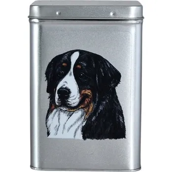 Dóza na potraviny Plechová dóza s obrázkem bernského salašnického psa