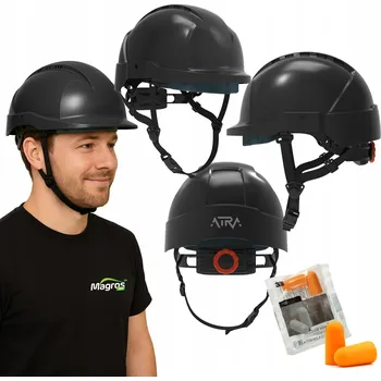 Ochranná Přilba Stavební Větraná BOZP Pásek Protekt ATRA 10V Černá