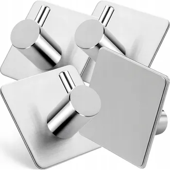 Věšák Samolepicí Háčky Věšáky do Koupelny Sada 4 kusů Stříbrné Barvy