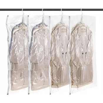 Obal na šaty Vakuové pytle na oblečení 4 ks 135x70 cm Obaly závěsné na šaty oblek
