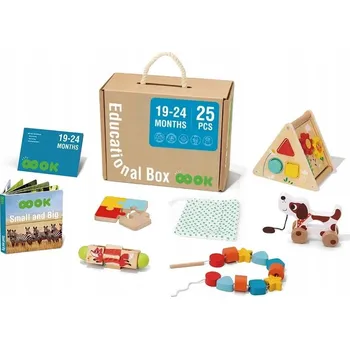 Dřevěná hračka Tooky Toy Montessori vzdělávací Krabička 6 v 1 25 dílů.