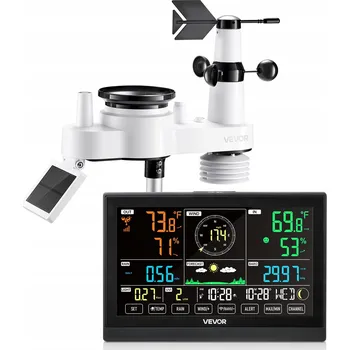 Meteostanice VEVOR Bezdrátová meteorologická stanice 7 v 1 se senzorem a 7,5" displejem, IPX6