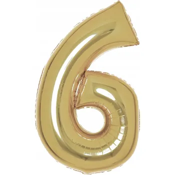 Balónek Fóliový balónek Číslice 6 Zlatý Bílé Zlato 86 cm