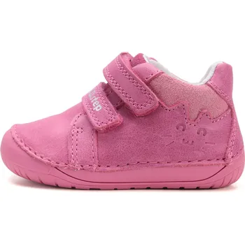 Dívčí polobotky D.D.step Celoroční boty obuv D.D. step kožené BAREFOOT S070-52778 růžové s kočičkou velikost: 22