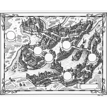 SVĚTY V KOSTCE 5E - PLAKÁT MAPA MĚSTA