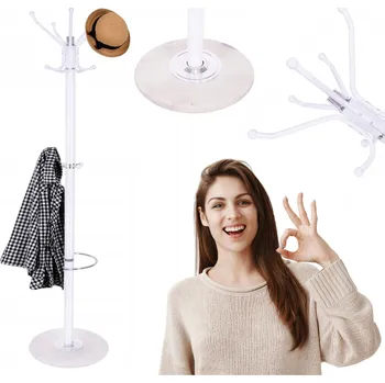 Věšák Stojací věšák kovový Springos bílý