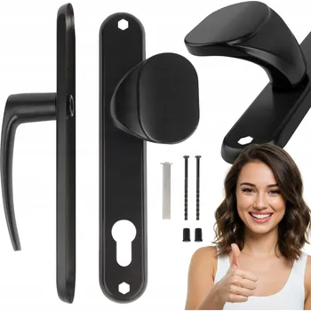 Dveřní kování Sada madlo-klika pro branku, vrata, dveře 90W Černá