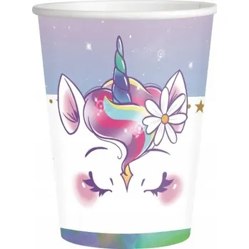 Party nádobí Narozeninové Kelímky s jednorožcem 250 ml 8 ks