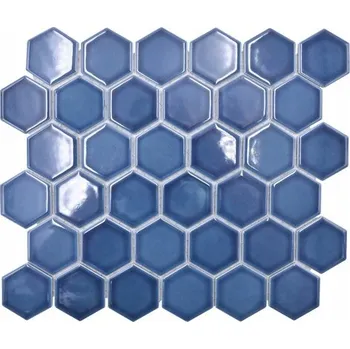 Obraz Keramická mozaika hexagon, modrý hexagon lesklý