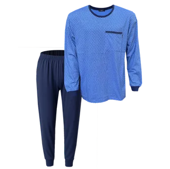 Pánské pyžamo C-Lemon Pánské bavlněné pyžamo s dlouhým rukávem - Clemon AH3864-O Barva: Tyrkysová, Velikost: L