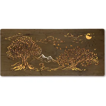 Obraz Li-Go "Tři duby" světelný obraz 230V 110x50cm provedení povrchu: oliva