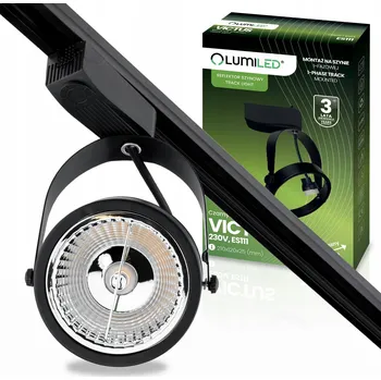 Bodové svítidlo Lištový reflektor Lampa pro lištový systém ES111 AR111 GU10 Černý