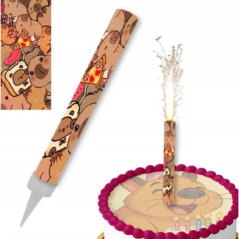 Dortová svíčka FONTÁNA FONTÁNA KAPYBARA SVÍČKA KAPYBARA NAROZENINOVÝ DORT 12cm