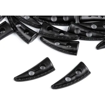 Knoflík Designový knoflík roh s prošitým stehem 16x40 mm 10 kusů - 2 černá