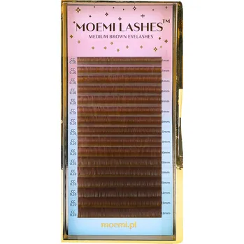 Umělé řasy Řasy Moemi Lashes Středně Hnědé, zakřivení D, 0.10 mix (6-13 mm)
