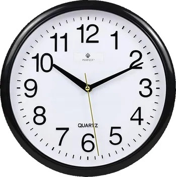 Hodiny ČERNÉ PŘEHLEDNÉ KULATÝ TICHÉ HODINY NÁSTĚNNÉ PERFECT WC 3001 30 cm