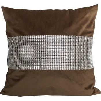 Povlak na dekorativní polštářek Dekorativní povlak na polštář 40x40 hnědý s zirkony, velurový P24