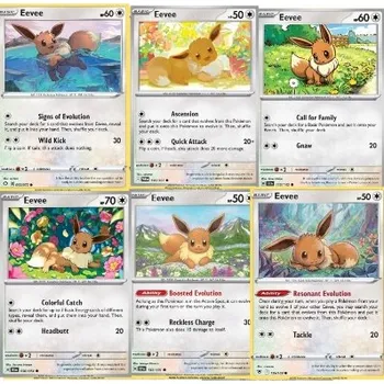 Sběratelská karetní hra Originální karty Pokémon TCG Sada – 6 karet Eevee Smetana Art Gang X 003
