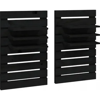 Noční stolek Závěsné noční poličky z borovicového dřeva 40x17,5x63 cm, černé