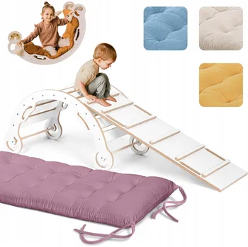 Dětská houpačka Houpačka dřevěný Wood for kids skluzavka 2v1 bílá XL