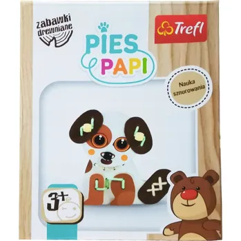 Dřevěná hračka Dřevěný Pes Učení Zavazování Tkaniček