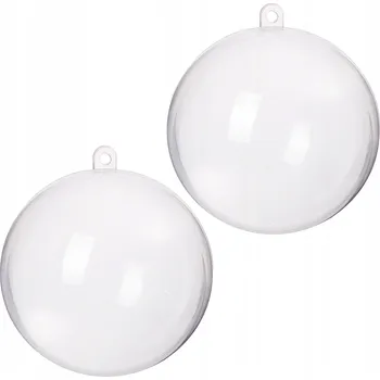 Vánoční dekorace KULA VÁNOČNÍ KOULE AKRYLOVÁ PRŮHLEDNÁ VÁNOČNÍ BAŇKY 6 cm PLASTOVÁ DECOUPAGE 2ks