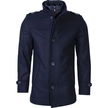 Pánský trenčkot Zapana Pánský vlněný kabát s příměsí kašmíru s podšívkou Raimond navy s červenými lemy XXL