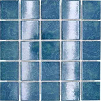 KERAMICKÁ MOZAIKA, MODRÁ DLAŽDICE SE SVÍTÍCÍM POVRCHEM 48X48
