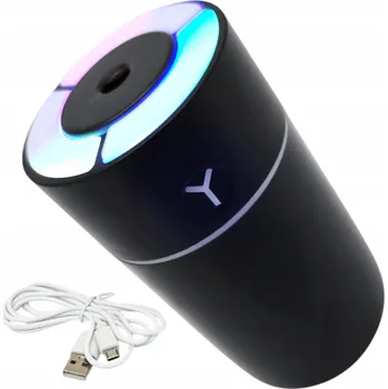 Aroma difuzér PŘENOSNÝ ZVLHČOVAČ VZDUCHU USB DIFUZÉR AROMATERAPIE ČERNÝ 12 CM