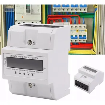 Elektronický třífázový elektroměr 100A LCD na DIN lištu, třída 1