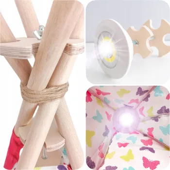 Dětský stan Stabilizátor pro teepee stan, dřevěný, s LED lampičkou pro děti od 9 měsíců