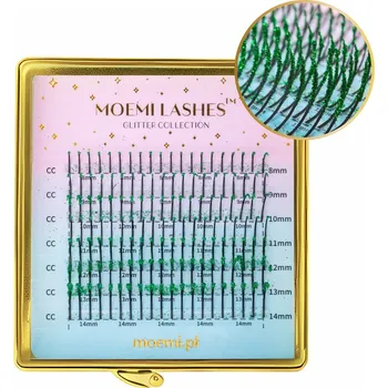 Umělé řasy Zelené Třpytivé Řasy Promínky Mini Mix Zakřivení D