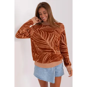 Dámský svetr Vzorovaný svetr s krátkým vlasem model 35796 hnědý